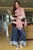  Big Softie Block Stripe Cap Sleeve Knit Top Chocolate Rose /15=
